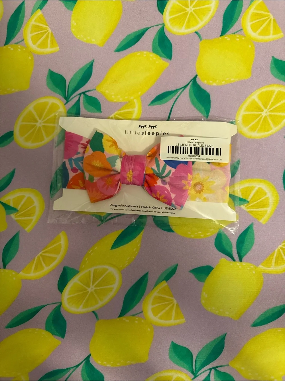 little sleepies Pink Mother’s Day floral bow